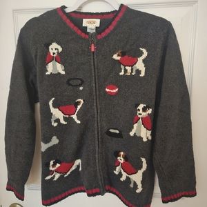 Women's Talbots Dog Print Sweater Jacket. PM